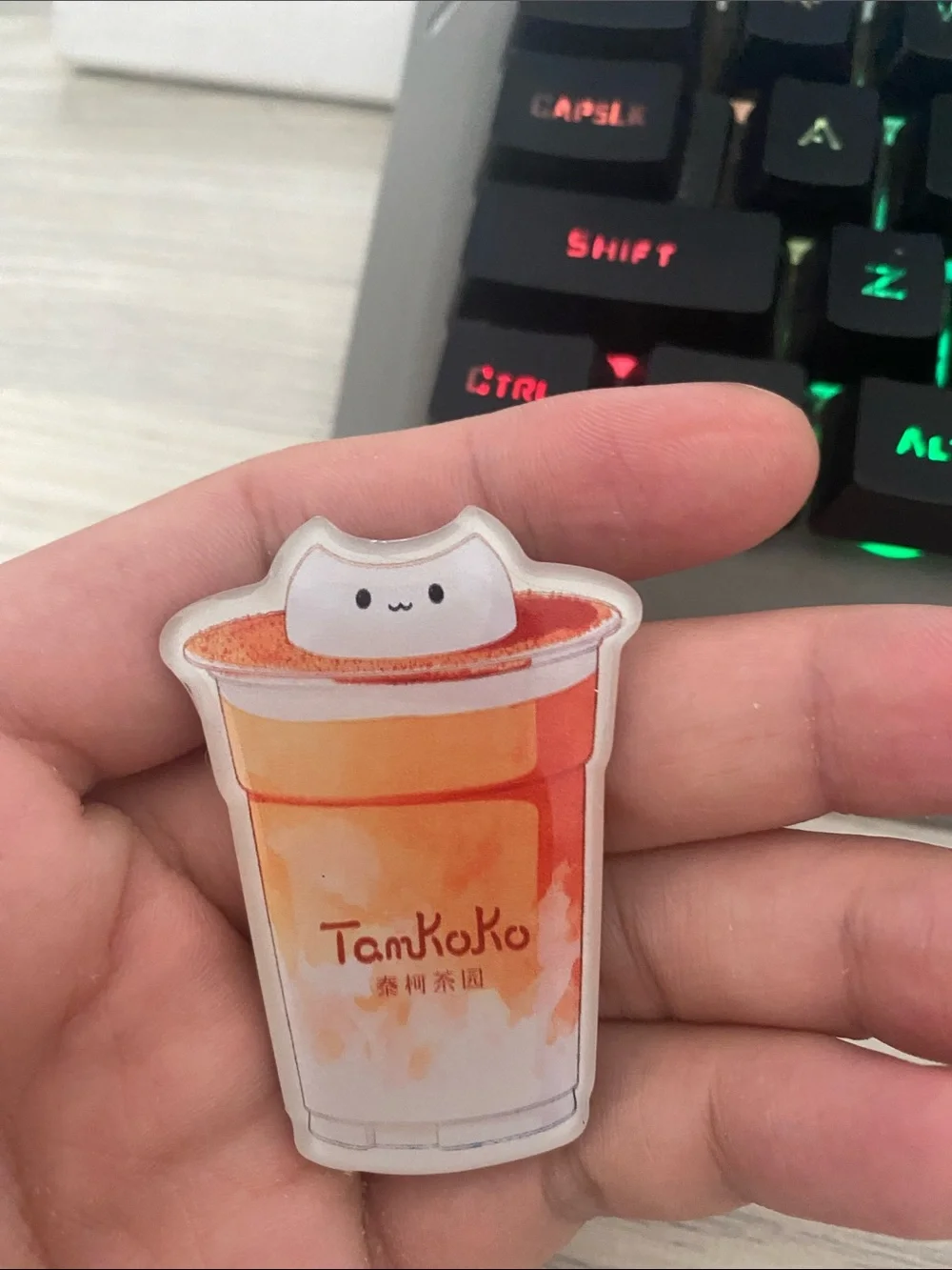 TanKoKo Orange Cat Bubble Tea Sticker